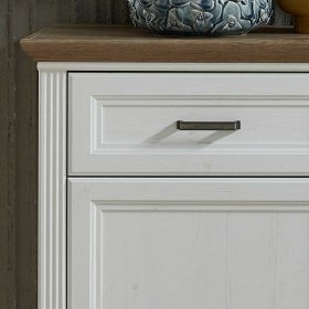 Esszimmerkommode Vronata im Landhaus Design in Weiß und Eichefarben – Ansicht 4