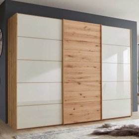 Gleittürenschrank Viramiru in Eiche Bianco und Beige – Ansicht 3