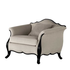 Polstersessel Rivossa in Beige und Schwarz im klassischen Stil – Ansicht 1
