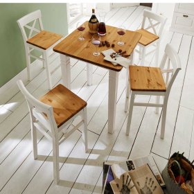 Bartischgruppe Voluntary in Weiß Kiefer massiv im Landhausstil (fünfteilig) – Ansicht 2