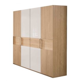 Schlafzimmerschrank Veyfas in Beige und Eiche 4-türig – Ansicht 1