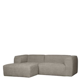 Ecksofa Anzaroty in Beigegrau aus meliertem Webstoff – Ansicht 1
