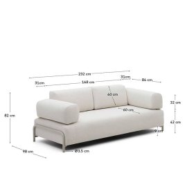 Beige Wohnzimmercouch Vivo aus Chenillegewebe mit Armlehnen – Ansicht 9