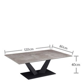 Keramik Couchtisch Mondello in Grau und Anthrazit mit V Gestell aus Metall – Ansicht 5