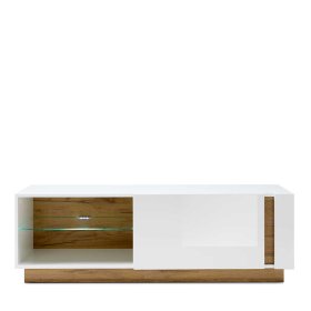 TV Board Franvos im Skandi Design in Weiß und Wildeiche Optik – Ansicht 4