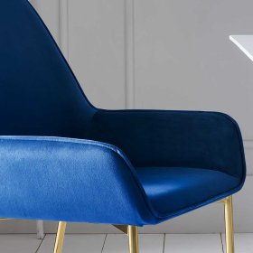 Samt Küchenstühle Garzevas in Blau im Retro Design (2er Set) – Ansicht 6