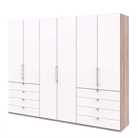 Großer Schlafzimmerschrank Lolyana mit Falttüren und Schubkästen – Ansicht 1