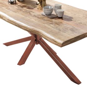Baumkanten Tisch Celina aus Mangobaum Massivholz und Eisen im Loft Design – Ansicht 3